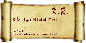 Kólya Richárd névjegykártya